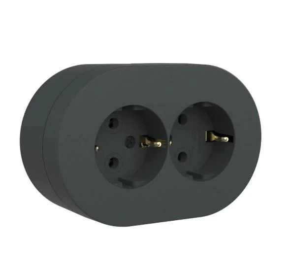 OVİVO XONE SIVA ÜSTÜ İKİLİ TOPRAKLI  PRİZ ANTRASİT